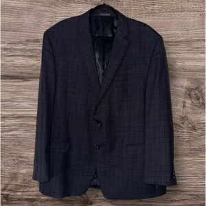 Lauren Ralph Lauren Lord & Taylor 100% Wool‎ Blue Plaid Blazer Size 48R **FLAW**